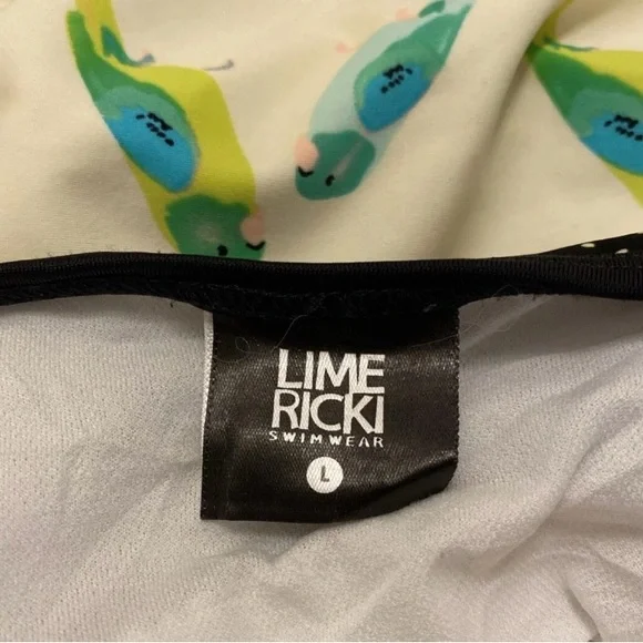 Lime Ricki Black and White Polka Dot Multicolor Parrot Bikini Top - Picture 2 of 15